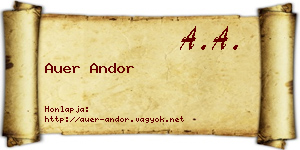 Auer Andor névjegykártya